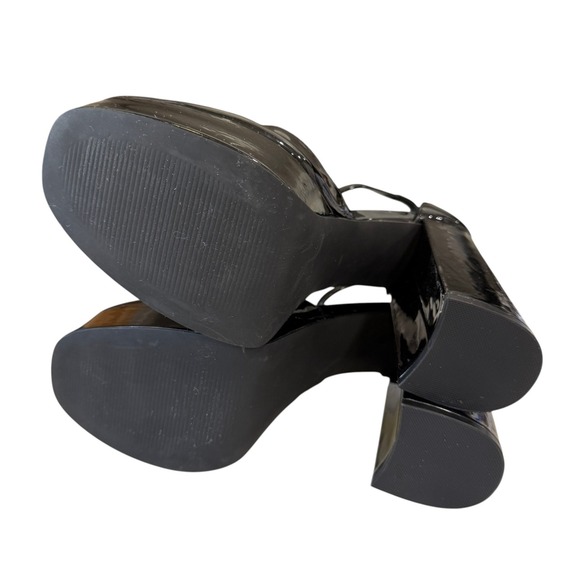 Madden Girl Black Patent Platform Heels Ankle Strap Five Inch Baddie Y2K Grunge - Picture 7 of 7